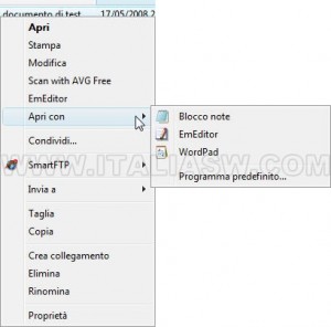 Windows Vista - Apri Con - Risultato