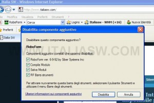 Internet Explorer 8 - Disabilitazione Componente Aggiuntivo