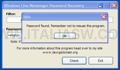 Windows Live Messenger - Recupero PWD
