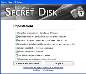 Secret Disk - Impostazioni Secret Disk - Impostazioni