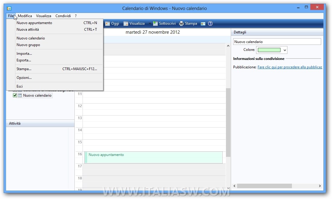 Windows Calendar su Windows 7 e Windows 8 • Italia SW