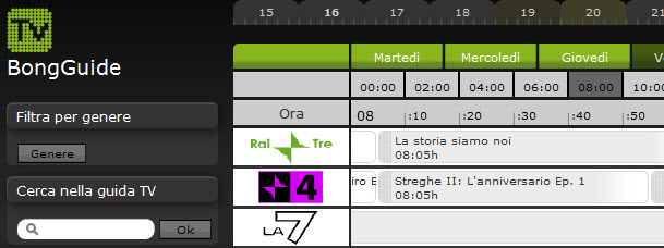 Bong.tv, il nuovo servizio per la registrazione TV Online - Screenshot