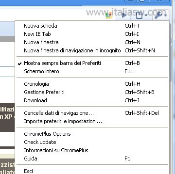 ChromePlus Opzioni