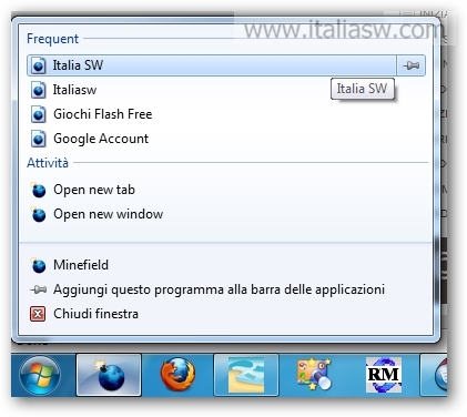 Windows 7 Jumplist - Firefox 3.7