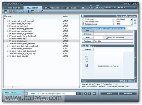 TagScanner - Editing TAG
