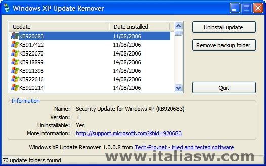 Windows XP Update Remover