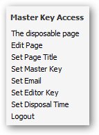 DisposableWebPage - Admin menu