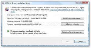 Utilità di deframmentazione dischi - Windows Vista