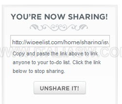 wipee list - sharing