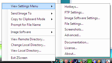 zscreen - menu tray