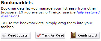 Read It Later - Bookmarklets
