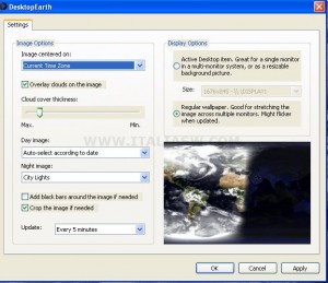 Desktop Earth - Opzioni