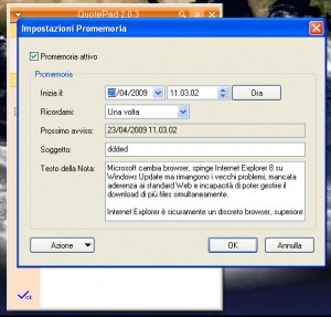 Quotepad - Opzioni Promemoria