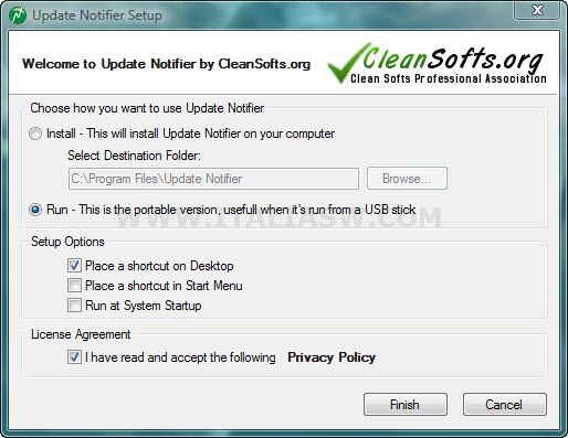 Installazione Update Notifier