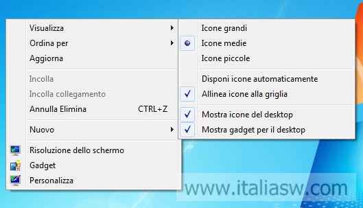 Screenshot - Modifica Grandezza Icone Windows 7