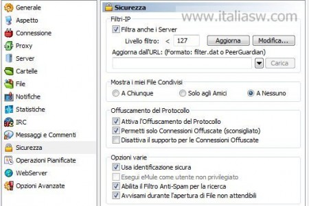 Screenshot - Emule ver 0.5 - Sicurezza