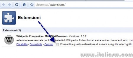 Screenshot - Chrome 5 - 02 - Estensioni Incognito