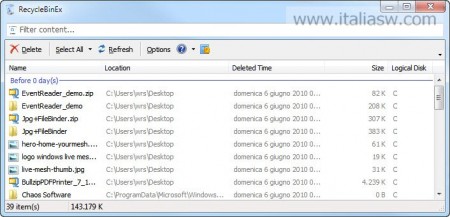 Screenshot - RecycleBinEx