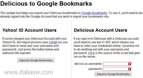 Screenshot - Delicious to Google Bookmarks - 01