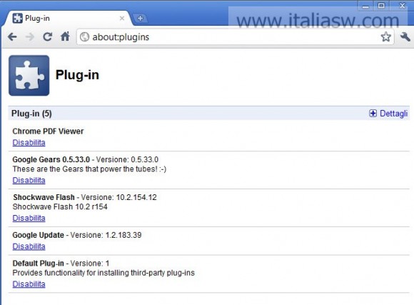 Screenshot - Chrome PDF Plugin - Abilitazione Disabilitazione