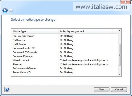 Screenshot - Default Programs Editor - 03 - Azioni autoplay