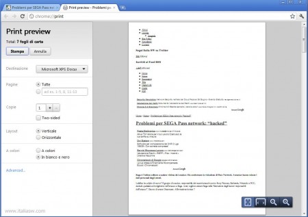 Screenshot - Chrome 13 - Anteprima di Stampa