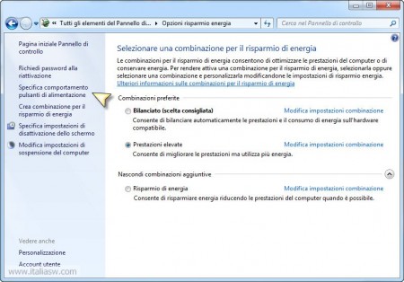 Screenshot - Windows 7 Pulsante di alimentazione comportamento - 03