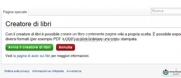 Screenshot - Wikipedia Creatore di Libri - 01